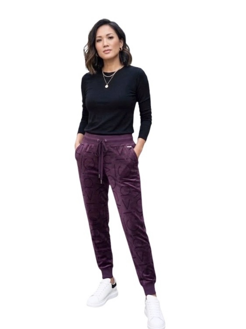 Calvin Klein Purple Velour Logo Joggers Size: PMedium